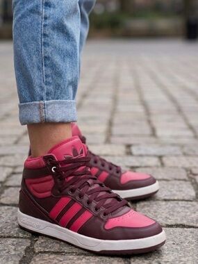 adidas Women’s Pink and Burgundy High-Top Sneakers